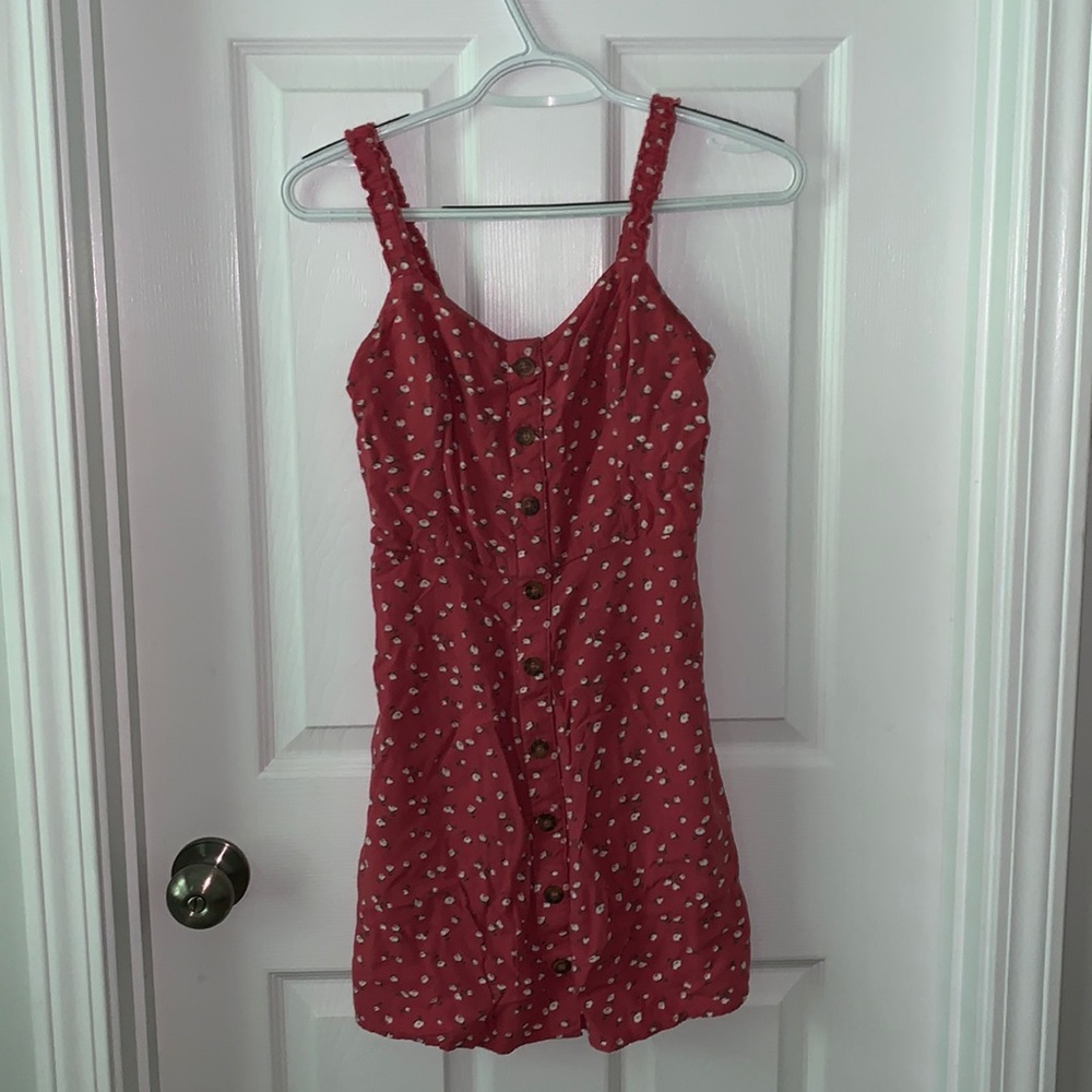 Dark pink dress with floral pattern